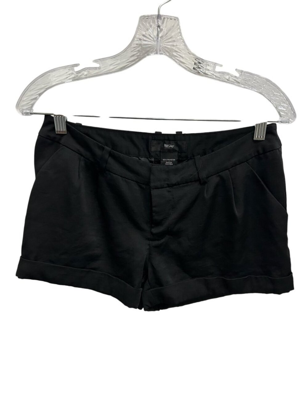 Mossimo Pleated Chino Shorts Solid Black Size 2 Cuffed Hem Polyester Summer Wear